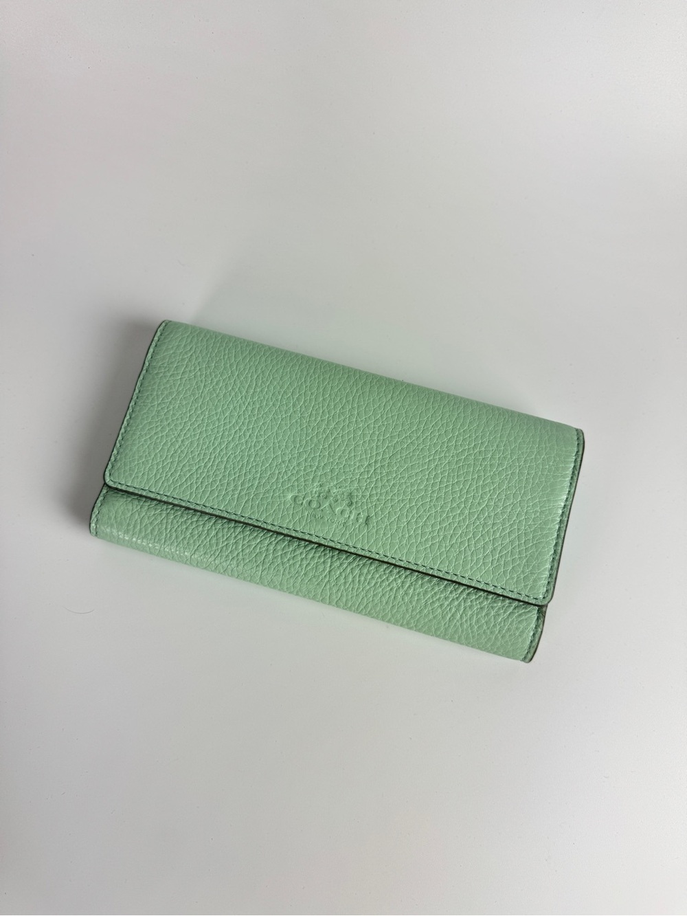 Coach Mint Green Pebbled Leather Wallet